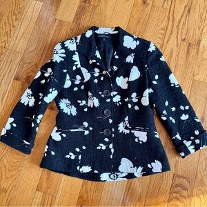 Lafayette 148 New York Black Floral Blazer Jacket size 6